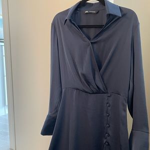 Zara Navy Satin Dress size S